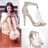 Crystal Tassel Woman Wedding Sandals One Strap Open Toe Cut Out Zipper High Heel Shoes Summer Bride Fringe Drop