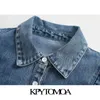 Women Fashion Patchwork Ruffled Denim Blouses Long Sleeve Button-up Female Shirts Blusas Chic Tops 210420