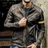 Mens Bomber Jackets Stand Collar Punk Retro Leather Jackets Mens Spring Autumn Street Classic Motorcycle Coat Men 5xl