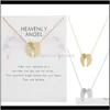 Bijoux de mode Collier double ailes d'ange céleste avec carte de vente G1EGI Colliers Zvendu