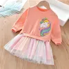 Unicon Girl Dress Spring Autumn Rainbow Kids Clothes Fashion toddler Baby Girls Clothing Long Sleeve Girl Dress Q0716