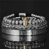 3 teile/satz Luxus Römischen Royal Crown Charm Armband Männer Edelstahl Geometrie Pulseiras Offene Einstellbare Armbänder Paar Schmuck Geschenk