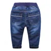 Mudkingdom Kids Jeans DrawString Брюки осень зима флис теплые джинсовые повседневные брюки для мальчиков Slim мода одежда 211102