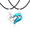 2021 Hot Valentine's Day Two-piece Necklace for Men and Women, Stainless Steel with Diamond Love Stitching Couple