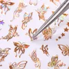 Aufkleber Abziehbilder 1PC Glitter Holographics 3D Schmetterling Nail Art Sliders Frühling Sommer Goldene Transferfolien Wraps Dekoration Prud22