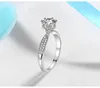 豪華6mm 1カラットジルコニアダイヤモンドリング女性925シルバーウェディングジュエリー約束女性用婚約指輪J-406