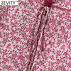 Vrouwen Sweet Red Floral Print Plooid Ruffles Sling Dress Vrouwelijke Back Rits Casual Slanke Vestidos Chic Summer Jurken DS8280 210420