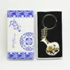 10sets High Quality Chinese style key chain key ring Unique Blue and White Porcelain Key Holders Souvenir Favors Gifts for Small Business