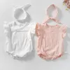 Summer Baby Clothes Rompers With Headband born Girls Bodysuits Infant Girl Clothing 210521