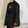 IEFB noir lâche manchette étiquette conception noir hommes costume manteau coréen Streetwear mode Double couche crantée Blazers 9Y6920 210524