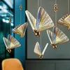 Bedroom bedside pendants lamp modern minimalist butterfly single head light net red bar stairwell small pendant llights led