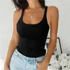 O nacke sommar knit ärmlös kvinna sexig grundläggande t-shirt vit av axel ribbed tank top casual comfortabl sold färg