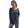 夏の長袖Tシャツのための女性服O-ネックプラスサイズのファッション緩いカジュアルレディーストップスオフショルダーティーシャツフェムメ210608