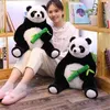 50cm gordura dos desenhos animados panda abraçando brinquedos de pelúcia de bambu para crianças macio animal boneca crianças meninas adorável travesseiro 210728