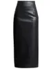 تنورات Lautaro Long Black Pencil Leather Skirt Women with Side Slit High Weist بالإضافة إلى حجم MIDI FAUX لـ 4XL 5XL 6XL