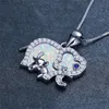 Anhänger Halsketten Weiß Blau Opal Tier Halskette Weibliche Niedliche Elefanten Anhänger Für Frauen Hochzeit Rose Gold Silber Farbe Kette