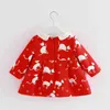Baby girls år röd fleece liner klänning spädbarn jul födelsedag frocks vinter toddler tjej prinsessan klänningar 210615