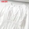 Tangada mulheres retrô branco plissado colheita de túnica primavera chique feminino feminino camisa feminina tops fe05 210609