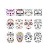 12 Pack Halloween Makeup Maskers Stickers Set, Dag van de Dode, Tijdelijke Gezicht Tattoo voor Cosplay Kostuum Masquerade Party Props Adult, Floral Skeleton Pattern