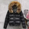 FTLZZ Winter Real Raccoon Fur Feather Jacket Women Hooded Slim White Duck Down Short Parkas Female Black Khaki Snow Outwear Coat 211008