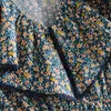 Kadın Bir Çizgi Vintage Fırfır Elbise V Boyun Çiçek Baskı Mini Dantel Patchwork Flare Uzun Kollu Parti 210508