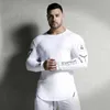 Fashion High-elasticity Sporting T-shirt Men long Sleeve Fitness T shirt Men's solid gyms Bodybuilding T-shirt Tee SH190828