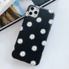 petites coques de téléphone chrysanthème avec mot gentil ou heureux pour iPhone 12 11 pro promax X XS Max 7 8 Plus Lune ciel étoilé