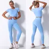 Nieuwe Vrouwen Sportpakken Fitnbra Gym Kleding Hoge Taille Leggings Seamlyoga Set Crop Top Workout Sportwear Active Wear Outf X0629