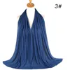 Ny skrynklig Jersey Bomull Lång Fashion Scarf Solid Färg Ruffled Silk Scarf Kvinnors Sjal