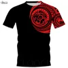 Camisetas para hombre, camiseta vikinga con tatuaje polinesio, jersey de manga corta con estampado 3D, Top informal Harajuku para mujer, unisex