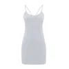 BodyCon платье Летний стиль женского похудения сплошной цвет плотный слинг мешок бедра сексуальный тонкий ночной клуб Femme халат 210517