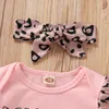 Одежда для девочки 12 18 месяцев Розовый с длинным рукавом Romper Leopard Print Skirt для малышей для девочек весенний набор одежды