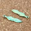 150Pcs/lot Retro Verdigris Patina Plated Feather Charms Pendants For Jewelry Making, Earrings, Necklace And Bracelet 5.5x24.5mm A-378