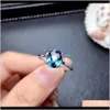 Cluster Rings Drop Leverans 2021 London Blue Topaz Gem Natural Gemstone Ring S925 Sier Trendig Sun Flower Clover Womens Girl Party Present Jewelr