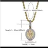 Кулон капли доставки 2021 Мужское ожерелье Хип -хоп украшения заморожены овальные подвески Дизайнерские ожерелья циркона 18 тыс. Золото сетром
