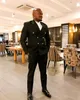 Черные две кусочки мужские костюмы Slim Fit Coundeed Capel Mean Tuxedos для свадьбы Blazers Custom Affa Moom носить двойные порубежные куртки с штанами