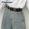 Women Punk Chain Fashion Belt Adjustable Double/Single Row Hole Eyelet Waistband with Eyelet Chain Decorative Belts 2021