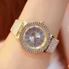 BS Bee Sister Volledige Diamond Horloge voor Dames Luxe Merk Big Dial Dames Polshorloges Quartz Vrouwelijke Crystal Unieke Reloj Mujer 210527