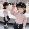 Flickor T-shirt Rainbow Störde T-shirt för Girl Pull Sleeve Toddler Top Kids Spring Autumn Children's Clothes 210412