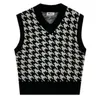 Houndstooth Vest Pullover Women's Knitted Autumn and Winter Loose Korean Outdoor Sweater Waistcoat 210830