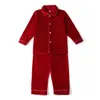 Crianças Velvet Sleepwear Button Down Sibling Match Boys and Girls Pajamas Set Vermelho Luxo Christmas PJS 210915