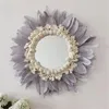 Mirrors Feather Mirror Hanging Decorations Children Room Handmade Wall Decor Home Pendant Mounted Wedding Party