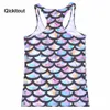 Qickitout Tops verão mulheres blusas straplsleeveldigital Imprimir Escala Casual Escala Flash Chip Tanques Ladies 'Veste X0507