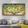 Abstracte kunst kleurrijke boom schilderij muur foto's voor woonkamer cirkel hart posters en prints olieverf gedrukt op canvas