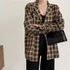 Stylish Office Lady Plaid Loose Chic Shoulder-Pad High Quality Fresh Geometric Women Casual Brief All-Match Blazers 210421