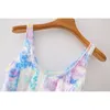 Women Tank Top Summer Fashion Stylish Tie Dyed Color Stretch Velour Material Slim Lady Crop Top 210602