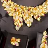 Orecchini Collana Soramoore Luxury Gorgeous Flower Boom Donne Fidanzamento Cubic Zirconia Orecchini Dubai Set di gioielli Dipendenza da gioielli