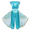 Barnens cosplay kostym 2-bitars kostym av Aladdin Princess Jasmine Sequin Top och kjolbyxor
