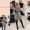 Sexy Frauen V-ausschnitt Gestreiften Kleid Mode Sommer Schwarz Weiß Strand Casual Lose Kleider Plus Größe