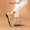 Kadın Günlük Deri Ayakkabı Derby Stil Buzağı Kare Toe Balmumu ve Ayakkabı Fırınlar 2 9